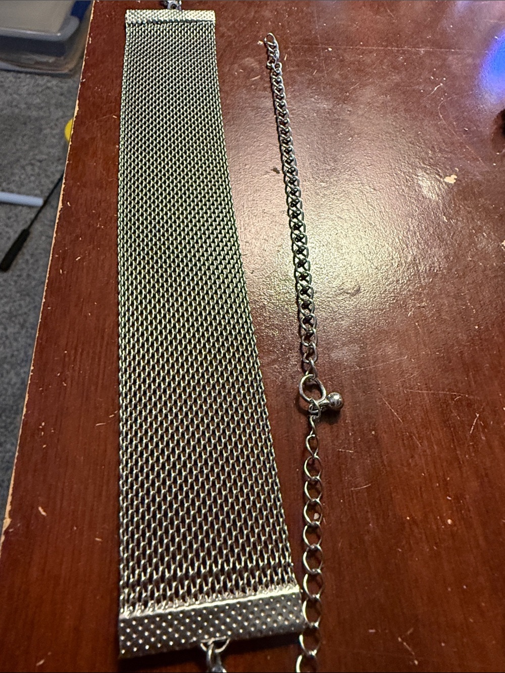 New York & Company Silver Mesh Choker Necklace with Extender
